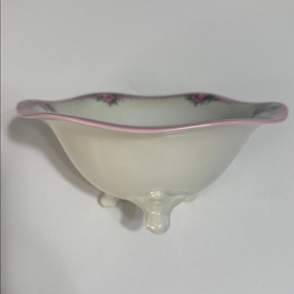 Vintage Antique R.S. Prussia Pink Floral Scalloped Footed Bowl Made in Germany - Picture 5 of 6